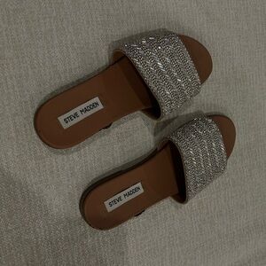 Steve Madden Silver and Brown Embellished Sandals